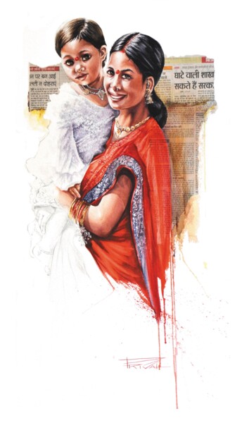 Painting titled "Enjoy India, Khajur…" by Sonia Privat, Original Artwork, Oil