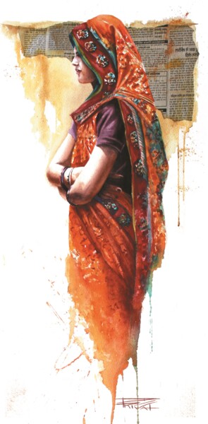 Pittura intitolato "L’attente, Agra" da Sonia Privat, Opera d'arte originale, Olio