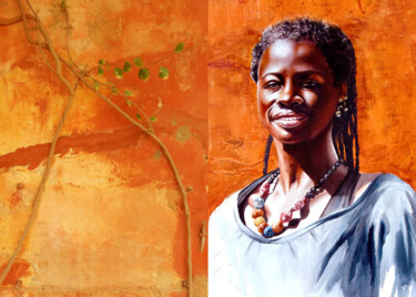 Painting titled "Aïsha, Gorée" by Sonia Privat, Original Artwork