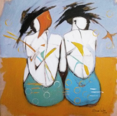 Painting titled "Màs que hermanas" by Sonia Uribe, Original Artwork, Oil