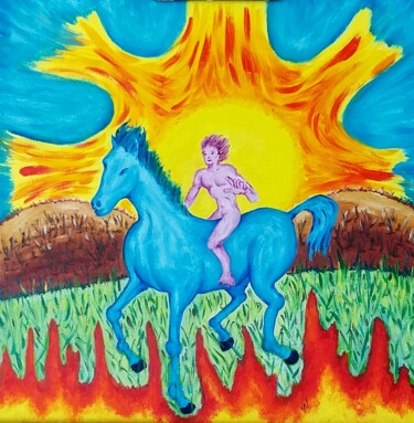 Peinture intitulée "Ange de feu" par Sonia Verin, Œuvre d'art originale, Huile