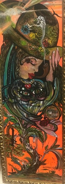 Painting titled "La Magicienne" by Sonia Weber (Sonia la Cubana), Original Artwork, Acrylic Mounted on Wood Stretcher frame