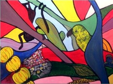 Painting titled ""Tropical"" by Sonia Burgareli, Original Artwork, Other