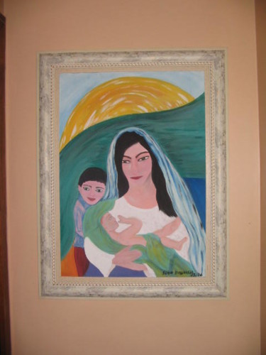 Painting titled ""Madona e seus dois…" by Sonia Burgareli, Original Artwork, Other