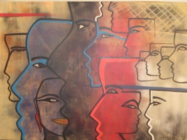 Pintura intitulada "Faces" por Sonia Burgareli, Obras de arte originais, Outro