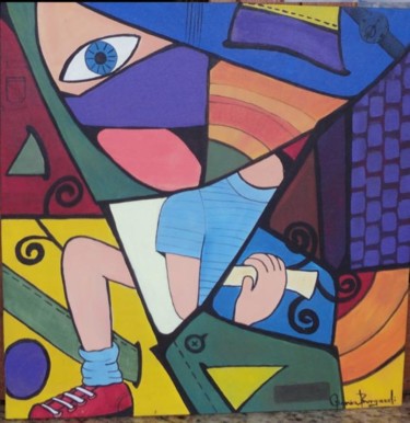 Pintura intitulada "" O Menino e a Flau…" por Sonia Burgareli, Obras de arte originais, Óleo