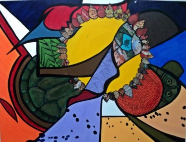 Pintura intitulada "tartaruga da Amazôn…" por Sonia Burgareli, Obras de arte originais, Óleo