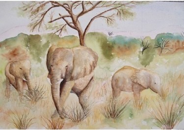 Peinture intitulée "ELEPHANTS" par Sonia Caruso, Œuvre d'art originale