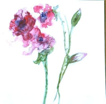 Dessin intitulée " fleurs mauves" par Sonia Goutte, Œuvre d'art originale
