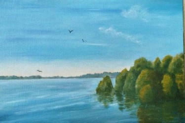 Peinture intitulée " Le lac d'Amance" par Sonia Goutte, Œuvre d'art originale