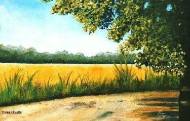 Peinture intitulée "champs de colza" par Sonia Goutte, Œuvre d'art originale