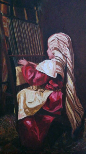 Pintura titulada "Pequeña tejedora" por Pino, Obra de arte original, Oleo