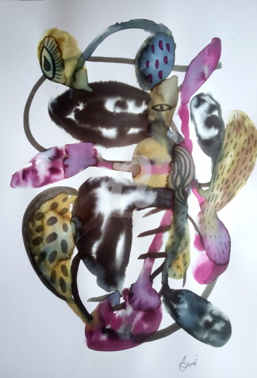 Malerei mit dem Titel "Spores one" von Sónia Marcos, Original-Kunstwerk, Aquarell
