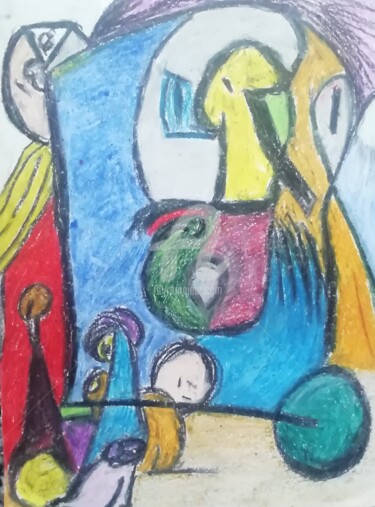 Drawing titled "Sociedade Civil" by Sónia Marcos, Original Artwork, Pastel