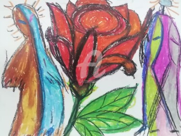 Desenho intitulada "O Nome da Rosa" por Sónia Marcos, Obras de arte originais, Pastel