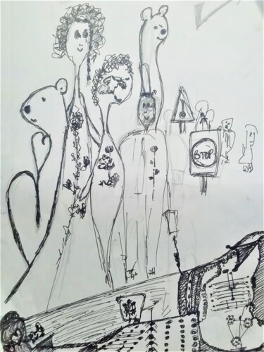 Drawing titled "Ganhaste uma Viagem…" by Sónia Marcos, Original Artwork, Ink