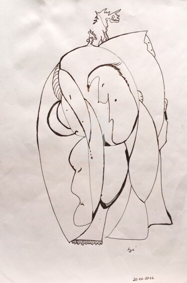 「Adeus Lua」というタイトルの描画 Sónia Marcosによって, オリジナルのアートワーク, インク