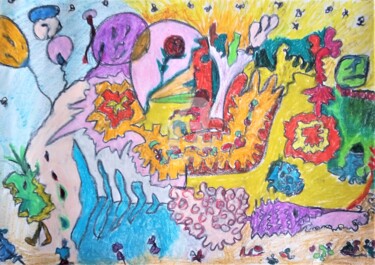 Dessin intitulée "O Mapa de Estradas" par Sónia Marcos, Œuvre d'art originale, Pastel