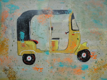 Pintura titulada "tuktuk - Indian ric…" por Amita Dand, Obra de arte original, Acrílico