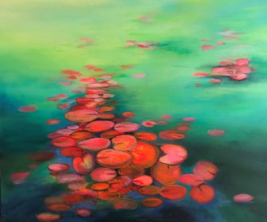 Pintura intitulada "abstract pond" por Amita Dand, Obras de arte originais, Acrílico