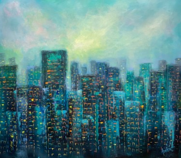 Pintura intitulada "Urban Jungle II" por Amita Dand, Obras de arte originais, Acrílico