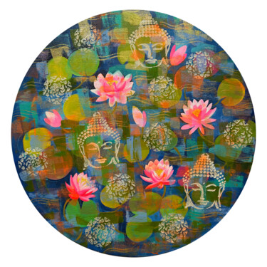 Картина под названием "Regal-II! Water lil…" - Amita Dand, Подлинное произведение искусства, Акрил