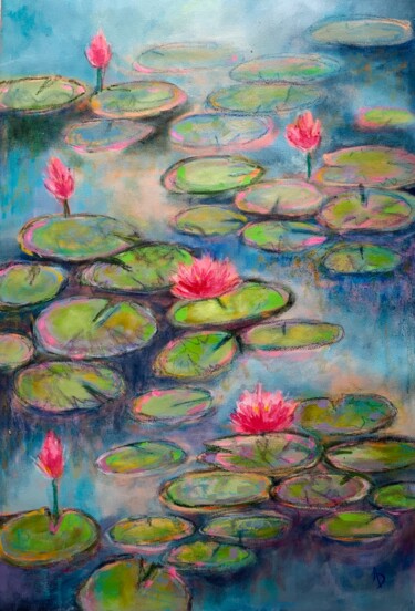Malerei mit dem Titel "The Blue Pond" von Amita Dand, Original-Kunstwerk, Acryl