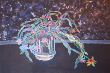 Картина под названием "Christmas flower" - Sonia Soll, Подлинное произведение искусства, Маркер Установлен на Деревянная рам…