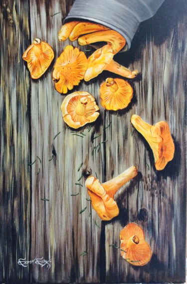Pittura intitolato "Yellow Mushroom" da Soma Sen, Opera d'arte originale, Acrilico