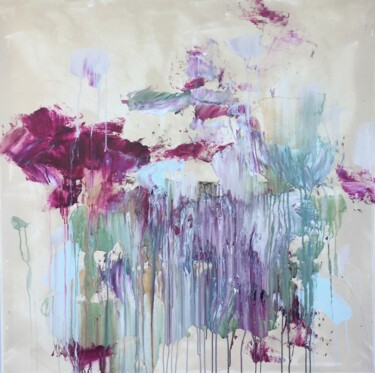 Painting titled "petit jardin sauvag…" by Sonja Blaess, Original Artwork, Acrylic Mounted on Wood Stretcher frame