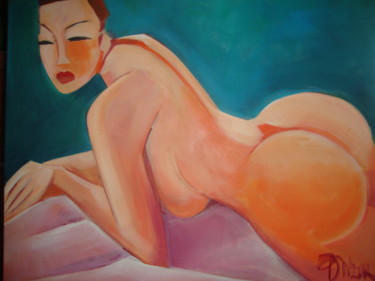 Painting titled "LYING NUDE" by Sonja Brzak, Original Artwork, Acrylic