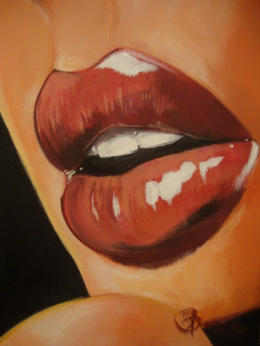 Painting titled "LIPS FOR LOVE" by Sonja Brzak, Original Artwork, Acrylic