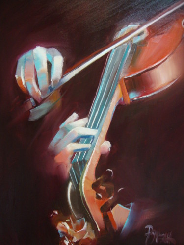 Painting titled "VIOLIN PLAYER II" by Sonja Brzak, Original Artwork, Oil