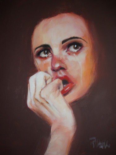 Painting titled "SADNESS" by Sonja Brzak, Original Artwork, Acrylic