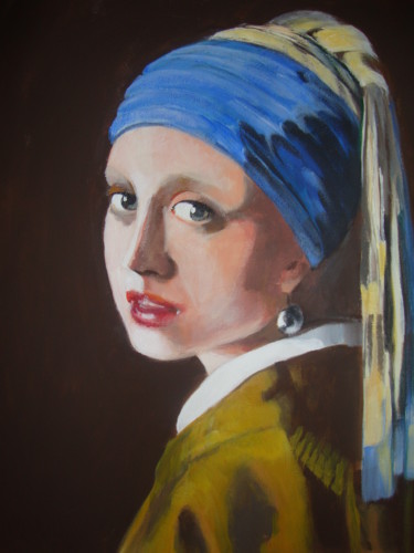 Peinture intitulée "HOMAGE TO VERMEER" par Sonja Brzak, Œuvre d'art originale, Acrylique