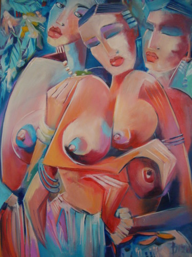 Ζωγραφική με τίτλο "GIRLS FROM IPANEMA" από Sonja Brzak, Αυθεντικά έργα τέχνης, Λάδι