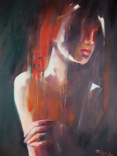 Painting titled "SADNESS II" by Sonja Brzak, Original Artwork, Oil