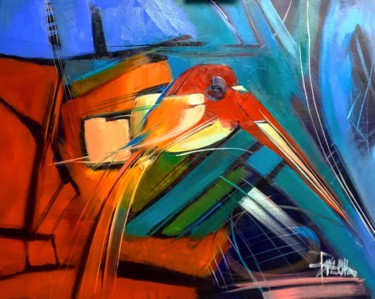 Pintura intitulada "HUMMINGBIRD" por Sonja Brzak, Obras de arte originais, Óleo