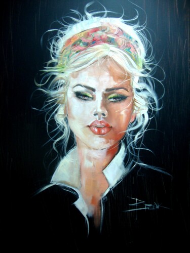 Painting titled "A GIRL WITH A SILK…" by Sonja Brzak, Original Artwork, Oil