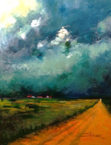 Painting titled "YELLOW BIG ROAD" by Sonja Brzak, Original Artwork, Oil