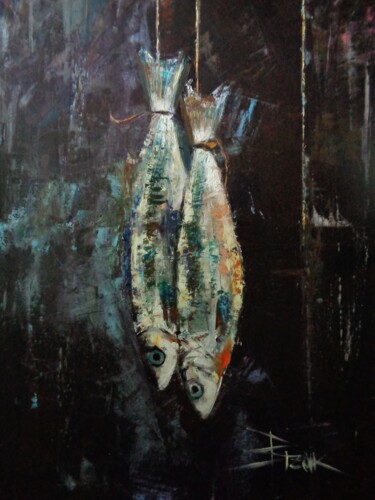 Painting titled "CATCH" by Sonja Brzak, Original Artwork, Oil
