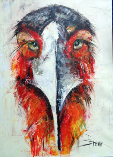 Painting titled "BIRD II" by Sonja Brzak, Original Artwork, Oil