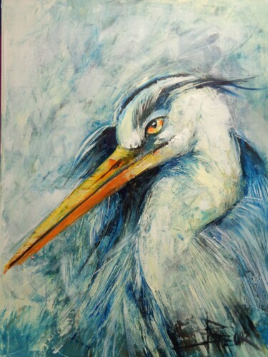Картина под названием "BIRD III" - Sonja Brzak, Подлинное произведение искусства, Масло