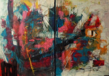 Painting titled "PATCHWORK/diptych" by Sonja Brzak, Original Artwork, Oil