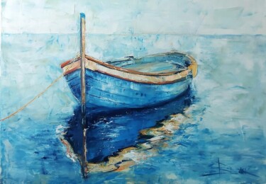 Malerei mit dem Titel "MODESTY BLUE II" von Sonja Brzak, Original-Kunstwerk, Öl