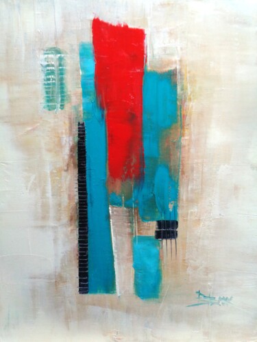 Peinture intitulée "RED AND BLUE" par Sonja Brzak, Œuvre d'art originale, Huile