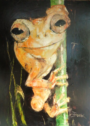 Malerei mit dem Titel "FROG" von Sonja Brzak, Original-Kunstwerk, Öl