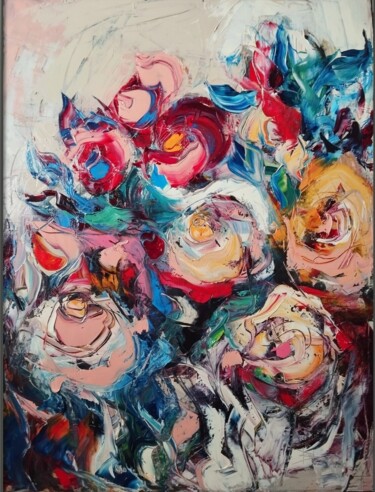 Peinture intitulée "LA VIE EN ROSE" par Sonja Brzak, Œuvre d'art originale, Huile