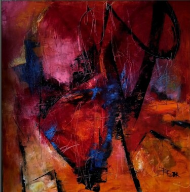 Malerei mit dem Titel "BURNING" von Sonja Brzak, Original-Kunstwerk, Öl