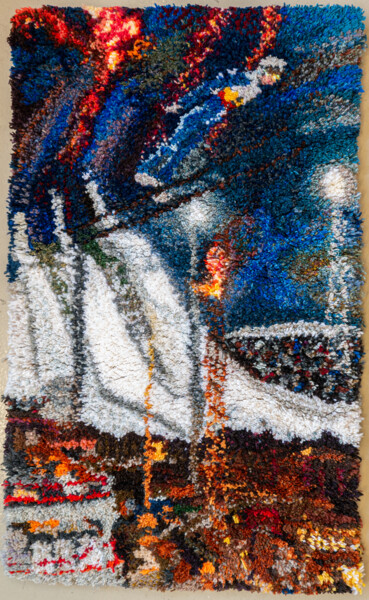 Textile Art με τίτλο "Bon Voyage Over Sho…" από Sonja Salomäki, Αυθεντικά έργα τέχνης, Υφαντικές ίνες